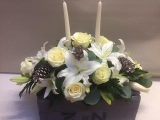 Christmas Rose & Lily Candle Arrangement